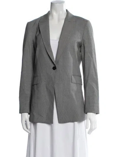 Pre-owned Theory Wool Patterned Blazer In Grey
