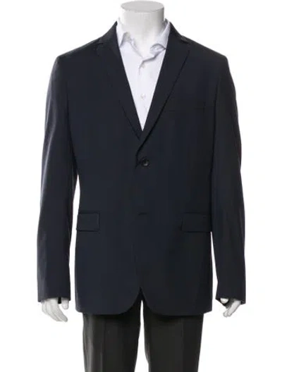 Pre-owned Theory Wool Patterned Blazer W/ Tags In Blue