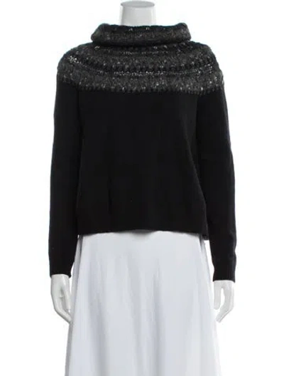 Pre-owned Theory Wool Patterned Sweater In Black/blue