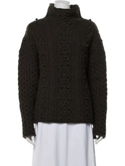 Pre-owned Theory Wool Patterned Sweater In Green