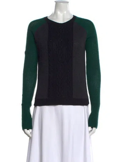 Pre-owned Theory Wool Patterned Sweater In Green