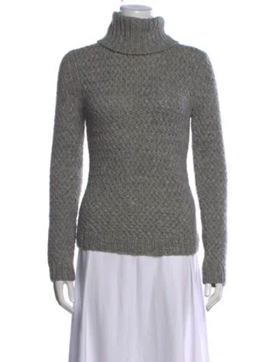 Pre-owned Theory Wool Patterned Sweater In Grey