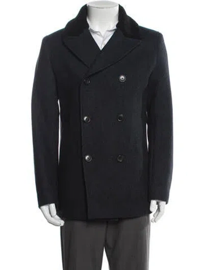 Pre-owned Theory Wool Peacoat In Blue