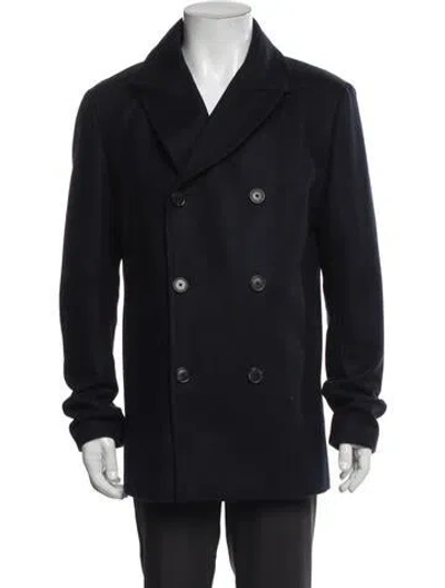 Pre-owned Theory Wool Peacoat In Blue