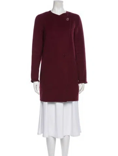 Pre-owned Theory Wool Peacoat In Burgundy