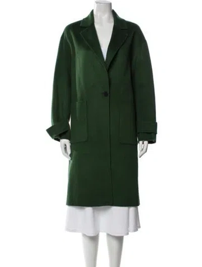 Pre-owned Theory Wool Peacoat In Green