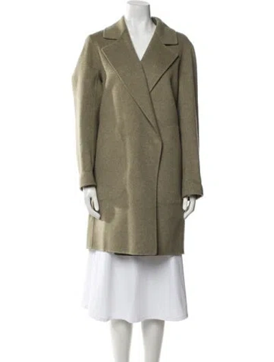Pre-owned Theory Wool Peacoat In Green
