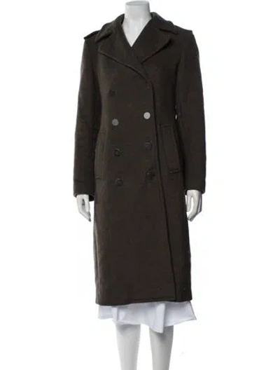 Pre-owned Theory Wool Peacoat In Green