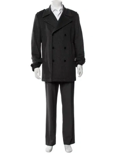 Pre-owned Theory Wool Peacoat In Grey