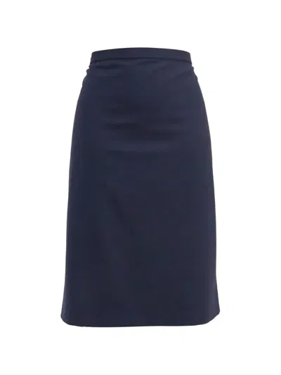 Pre-owned Theory Wool Pencil Skirt In Blue