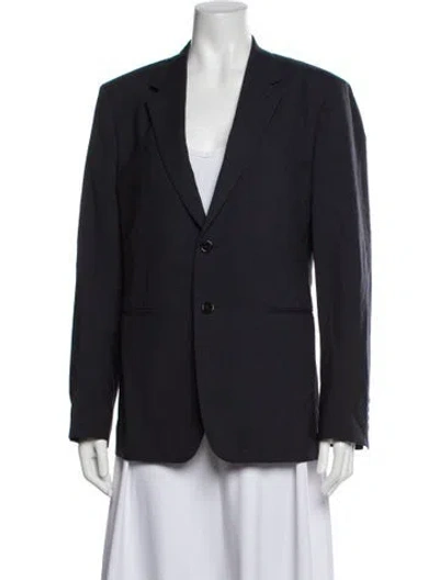 Pre-owned Theory Wool Plaid Print Blazer In Blue