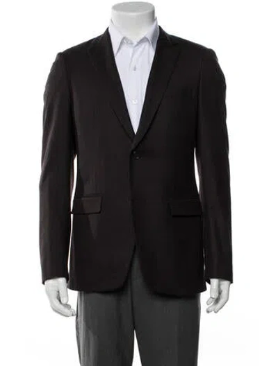 Pre-owned Theory Wool Plaid Print Blazer In Brown