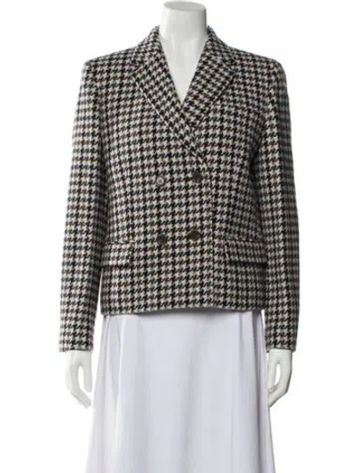 Pre-owned Theory Wool Plaid Print Blazer In Multi