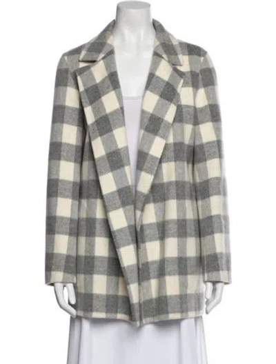 Pre-owned Theory Wool Plaid Print Blazer In Multi