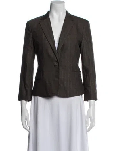 Pre-owned Theory Wool Plaid Print Blazer In Multi