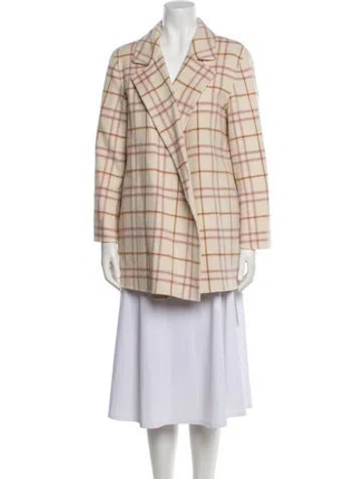 Pre-owned Theory Wool Plaid Print Blazer In Neutral