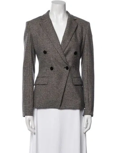 Pre-owned Theory Wool Plaid Print Blazer In Neutral