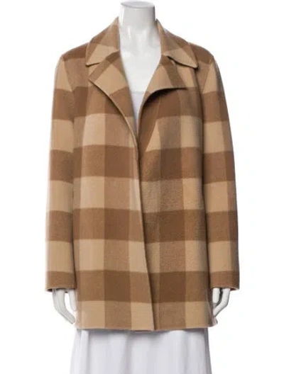 Pre-owned Theory Wool Plaid Print Blazer In Neutral