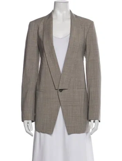 Pre-owned Theory Wool Plaid Print Blazer In Neutral
