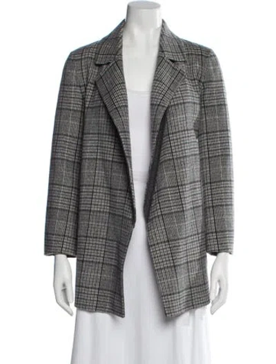 Pre-owned Theory Wool Plaid Print Blazer W/ Tags In Gray
