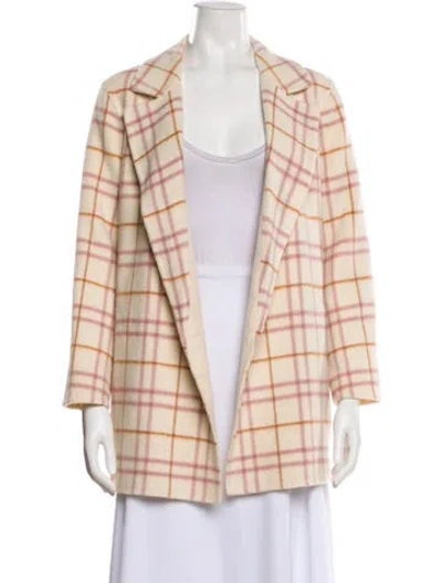 Pre-owned Theory Wool Plaid Print Blazer W/ Tags In Pink