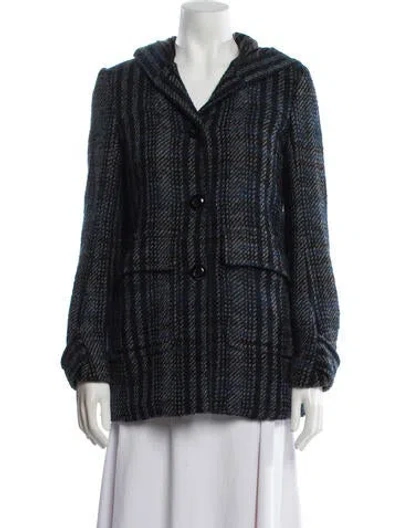 Pre-owned Theory Wool Plaid Print Coat In Multi