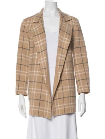 Pre-owned Theory Wool Plaid Print Coat In Neutral