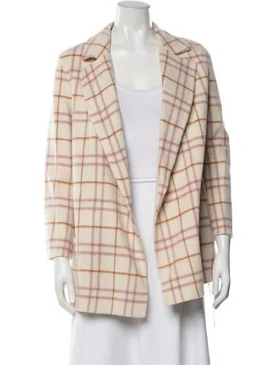Pre-owned Theory Wool Plaid Print Coat In Neutrals