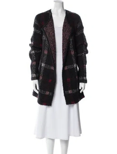 Pre-owned Theory Wool Plaid Print Evening Jacket In Black