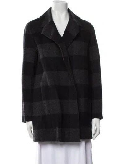 Pre-owned Theory Wool Plaid Print Jacket In Black