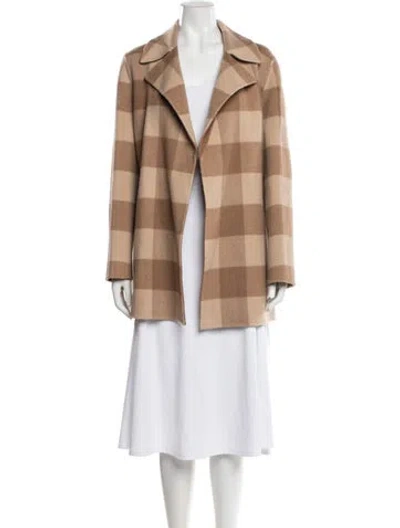 Pre-owned Theory Wool Plaid Print Jacket In Brown