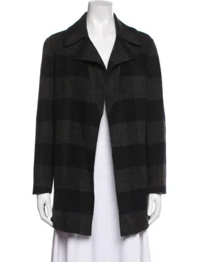 Pre-owned Theory Wool Plaid Print Jacket In Grey