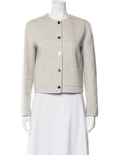 Pre-owned Theory Wool Plaid Print Jacket In Multicolor