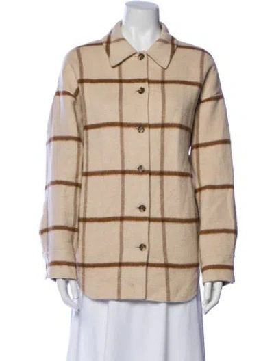 Pre-owned Theory Wool Plaid Print Jacket In Neutral