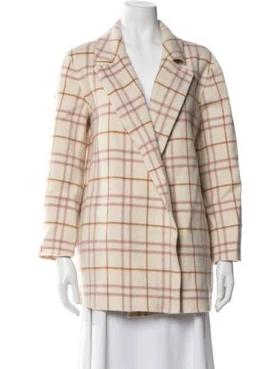 Pre-owned Theory Wool Plaid Print Jacket In Neutral