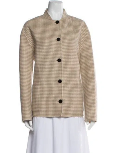 Pre-owned Theory Wool Plaid Print Jacket In Neutrals