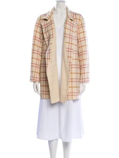 Pre-owned Theory Wool Plaid Print Jacket In Neutrals