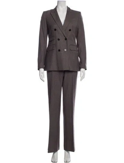 Pre-owned Theory Wool Plaid Print Set In Gray