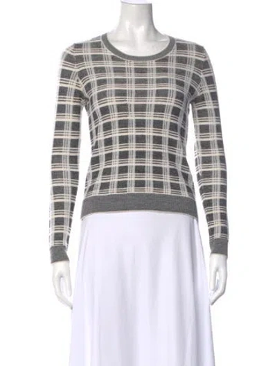 Pre-owned Theory Wool Plaid Print Sweater In Black