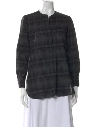 Pre-owned Theory Wool Plaid Print Sweater In Black