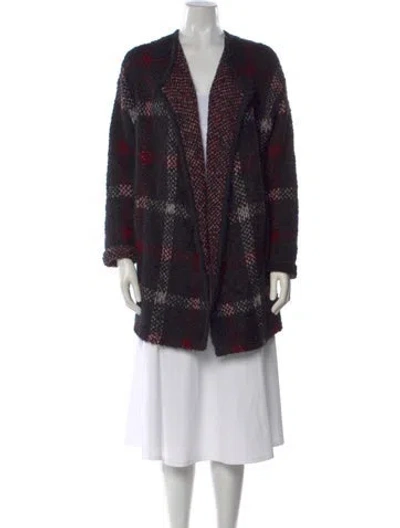 Pre-owned Theory Wool Plaid Print Sweater In Black
