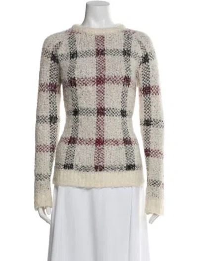 Pre-owned Theory Wool Plaid Print Sweater In Multi