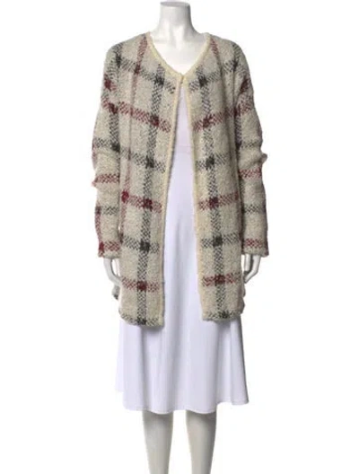 Pre-owned Theory Wool Plaid Print Sweater In Neutrals