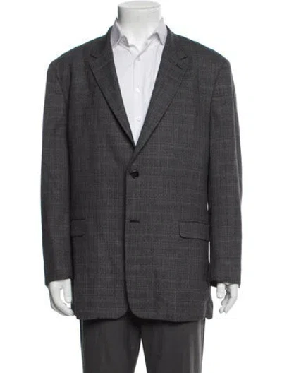 Pre-owned Theory Wool Plaid Print Two-piece Blazer In Gray