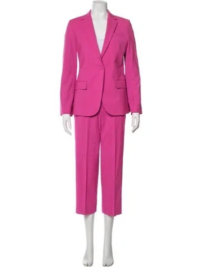 Pre-owned Theory Wool Pleated Accents Pantsuit In Purple