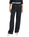 Theory Wool Pleated Wide Leg Pants In New Charcoal Melange