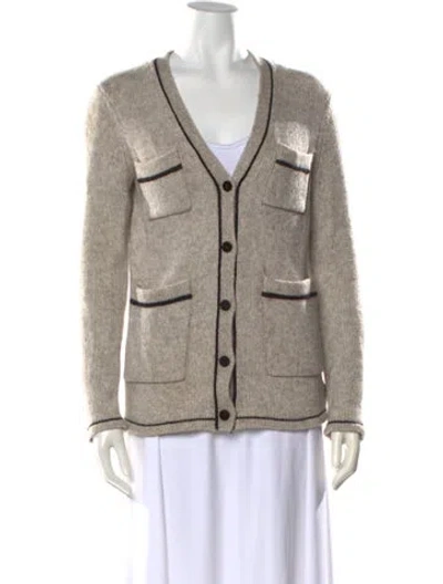 Pre-owned Theory Wool Plunge Neckline Sweater In Neutral