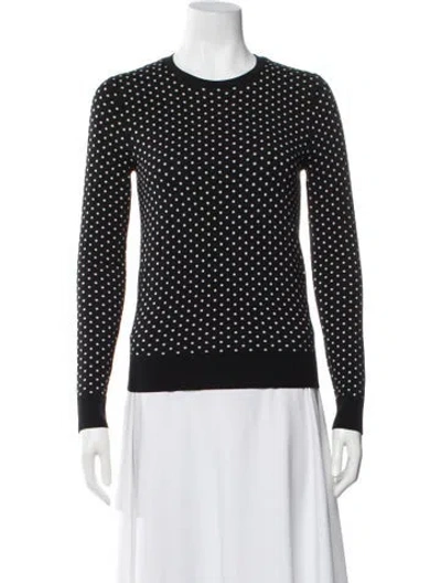 Pre-owned Theory Wool Polka Dot Print Sweater In Black