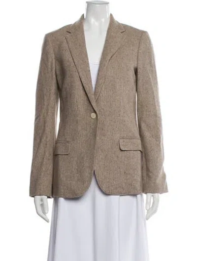 Pre-owned Theory Wool Printed Blazer In Brown