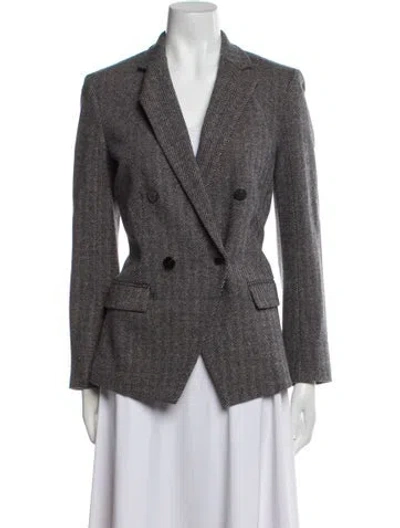 Pre-owned Theory Wool Printed Blazer In Gray